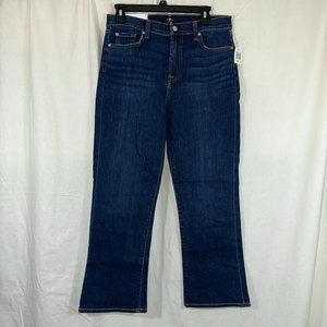 7 For All Mankind Size 30 High Waist Slim Kick Flare Crop Jeans Dark Wash